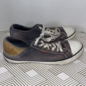 Levi's Stan Buck Sneakers Mens Sz 11 Blue Navy Denim Canvas Sun‎ Bleached Grunge